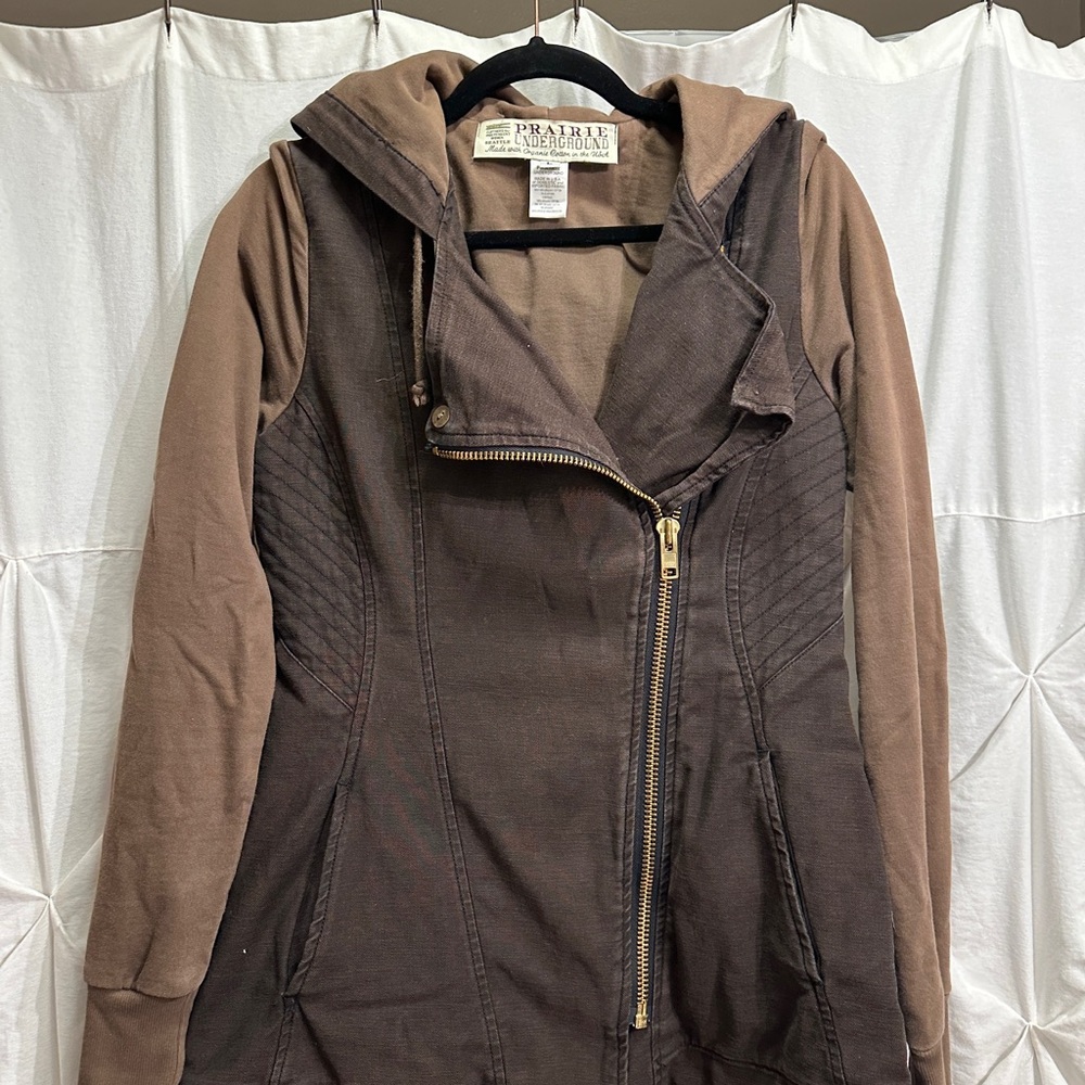 Prairie Underground Cloak Hoodie Jacket - Asymmetrical Zip & Earthy Style!